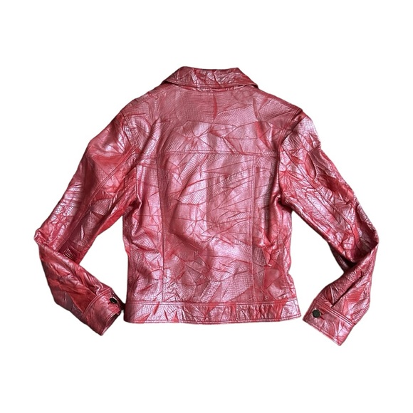 Vintage Vera Pelle It Collection Red Leather Jacket Size Small - Picture 2 of 8